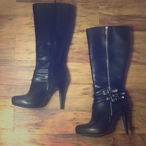 Rock & Republic Faux Leather Knee High Heel Boots